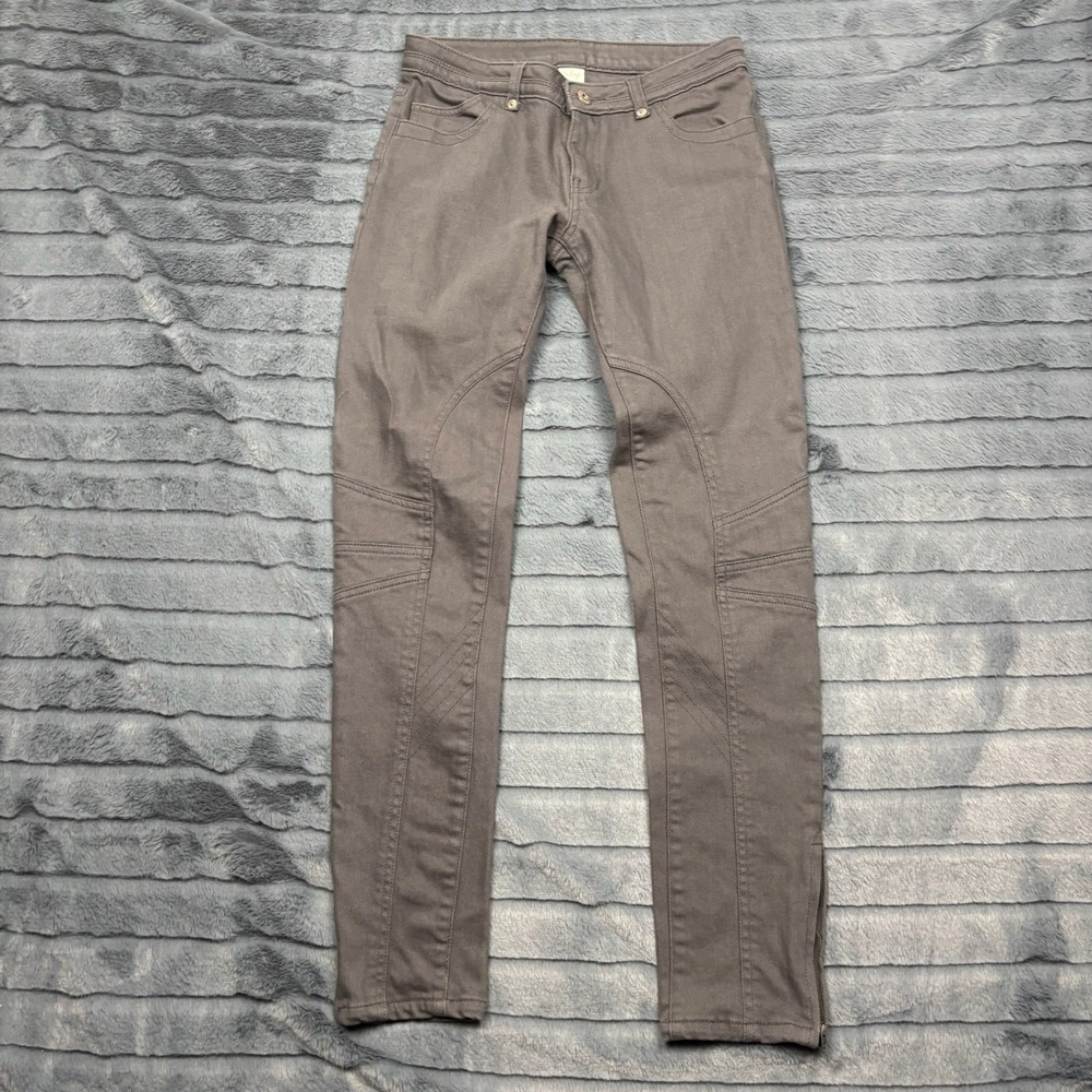 Wrap London Moto Skinny Pants Grey Ankle Zip Articulated Knee W873 US 2 UK 6